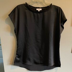 S’EDGE Black Satin Astor Top Size Small
